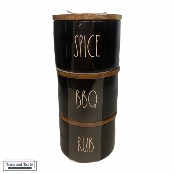Rae Dunn SPICE BBQ RUB 3 Piece Set Spice Jar - Picture 1 of 7
